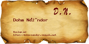 Dohm Nándor névjegykártya